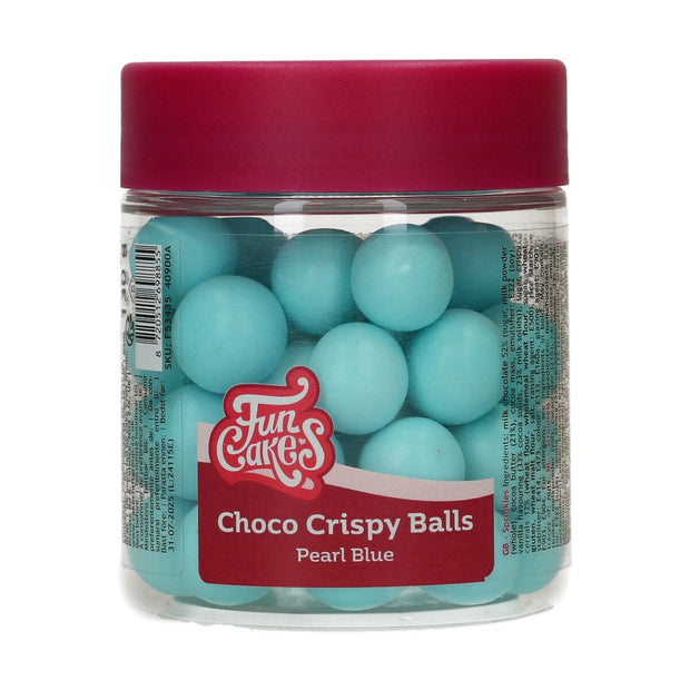 FunCakes Choco Crispy Ballen - Parelmoer Blauw